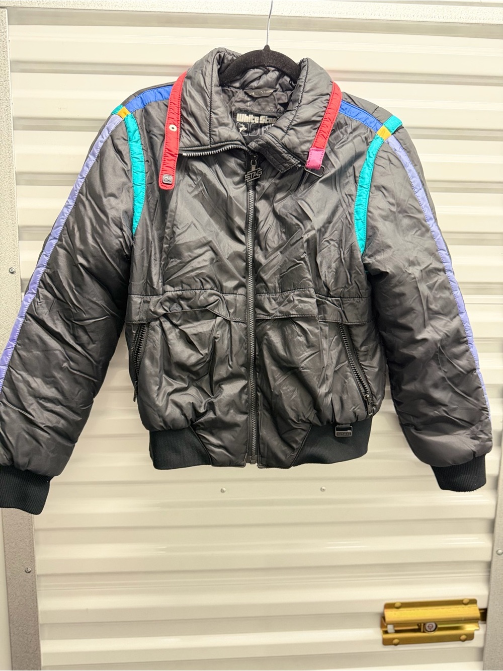 White Stag Black Ski Jacket with Multicolor Trim